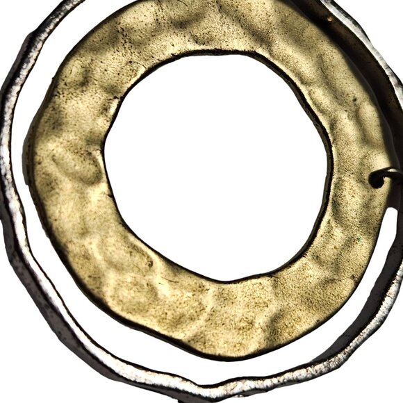Vintage Inspired Gold Silver Tone Hammered Circle Drop Earrings Retro Jewelry - Picture 2 of 4